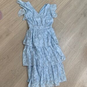 Light Blue Tiered midi dress